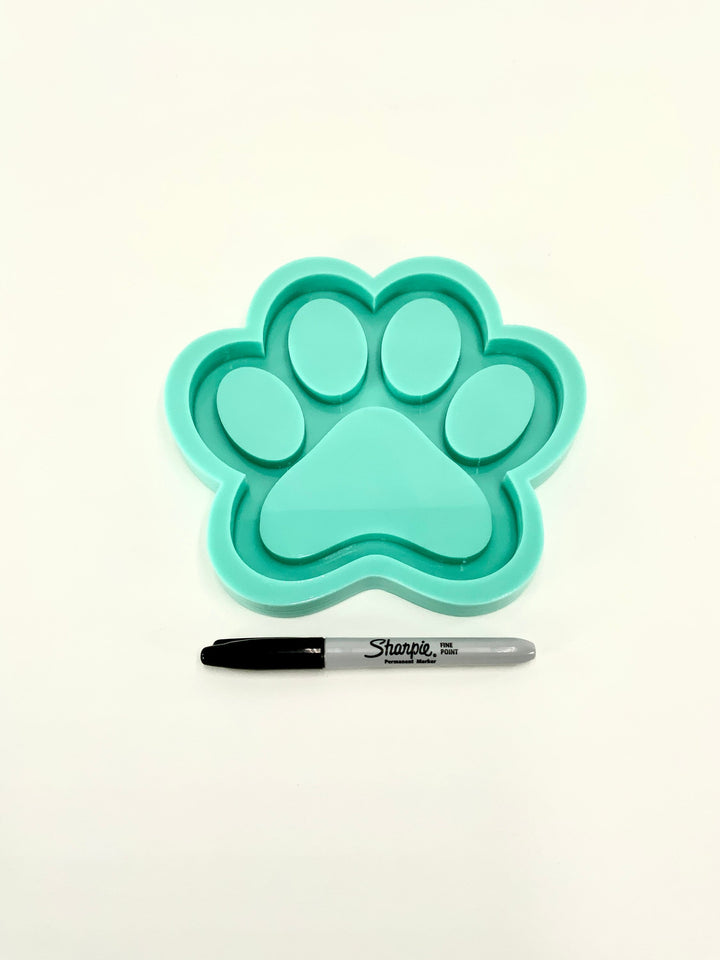 Paw Print Tray Silicone Mold | 7”x 7” | Dog Paw Print Mold, Cat Paw Print Mold