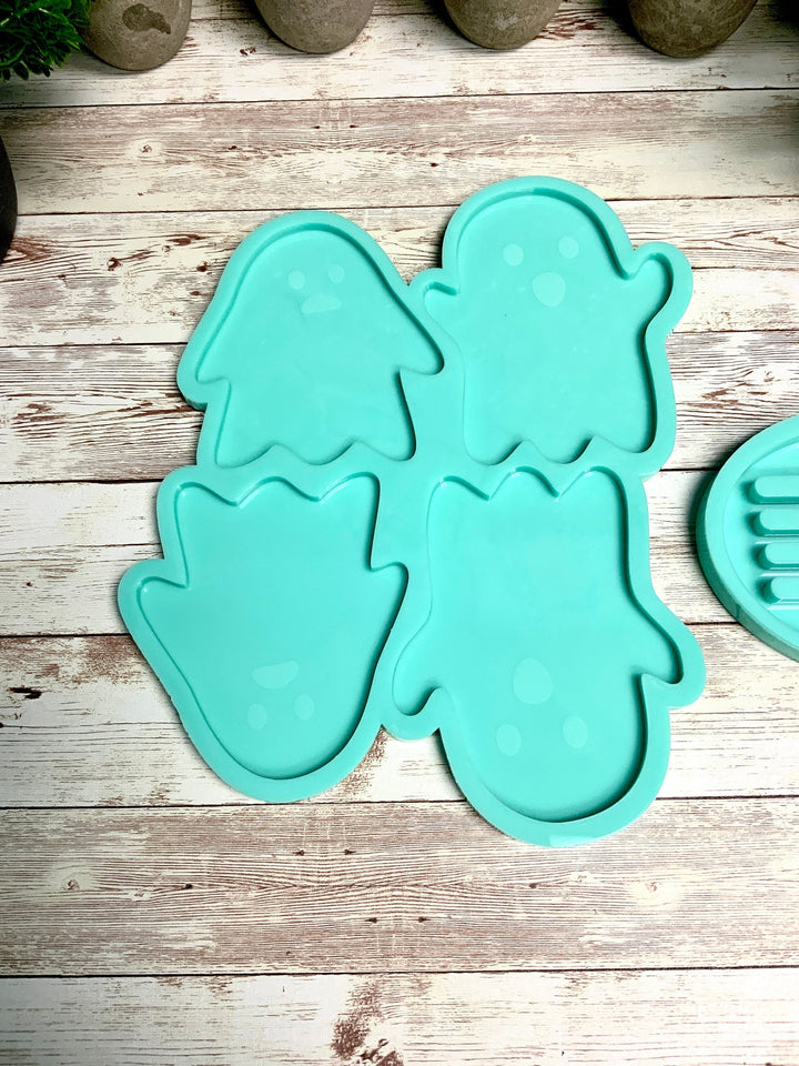 Ghost Coaster Mold Set, Halloween Mold, Spooky Mold