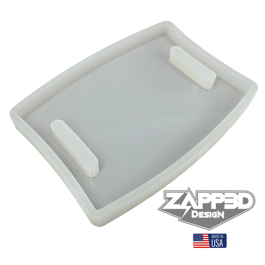 16"x 12"x 1.25" Chunky Bowed Rectangle Board Silicone Mold, Dual Handles