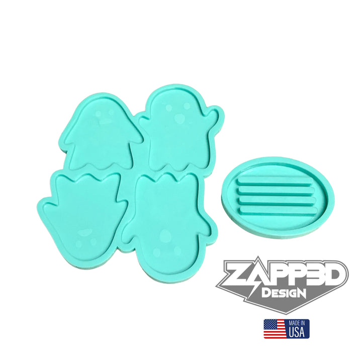 Ghost Coaster Mold Set, Halloween Mold, Spooky Mold