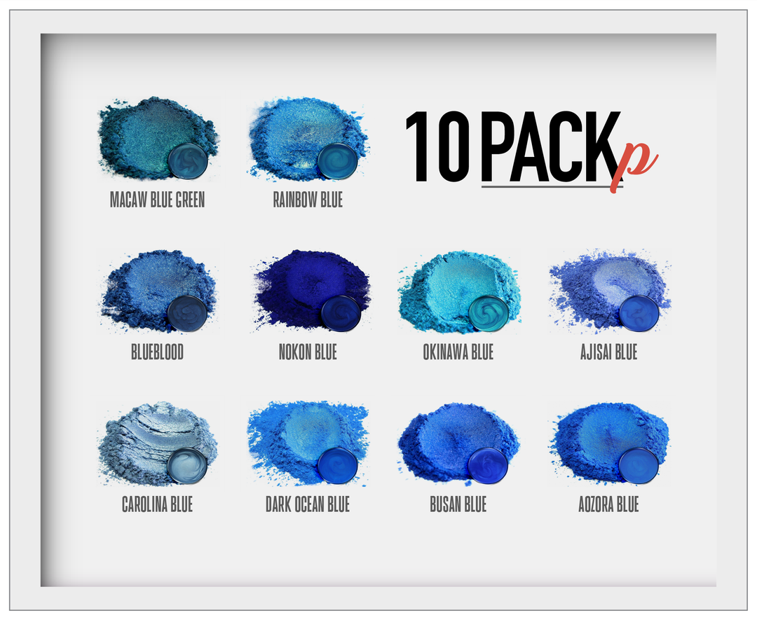 10 Color Pigment Powder Variety Pack Set P - Blues