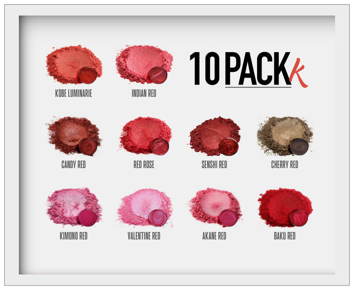 10 Color Pigment Powder Variety Pack Set K - Reds