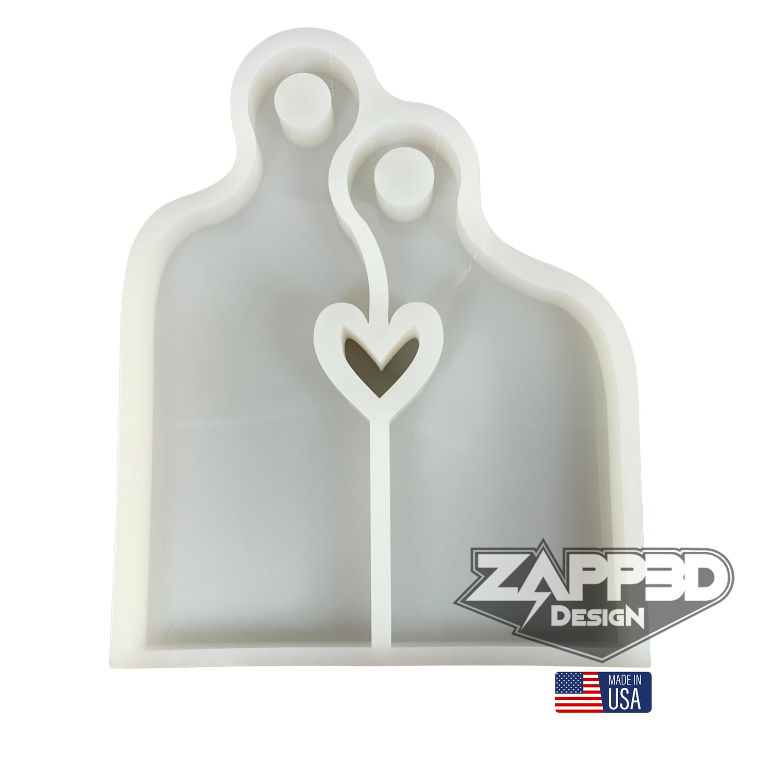 17" X 14" x 1.25" Romeo & Juliet Nesting Heart Serving Board Set Silicone Mold - Nesting Charcuterie Mold