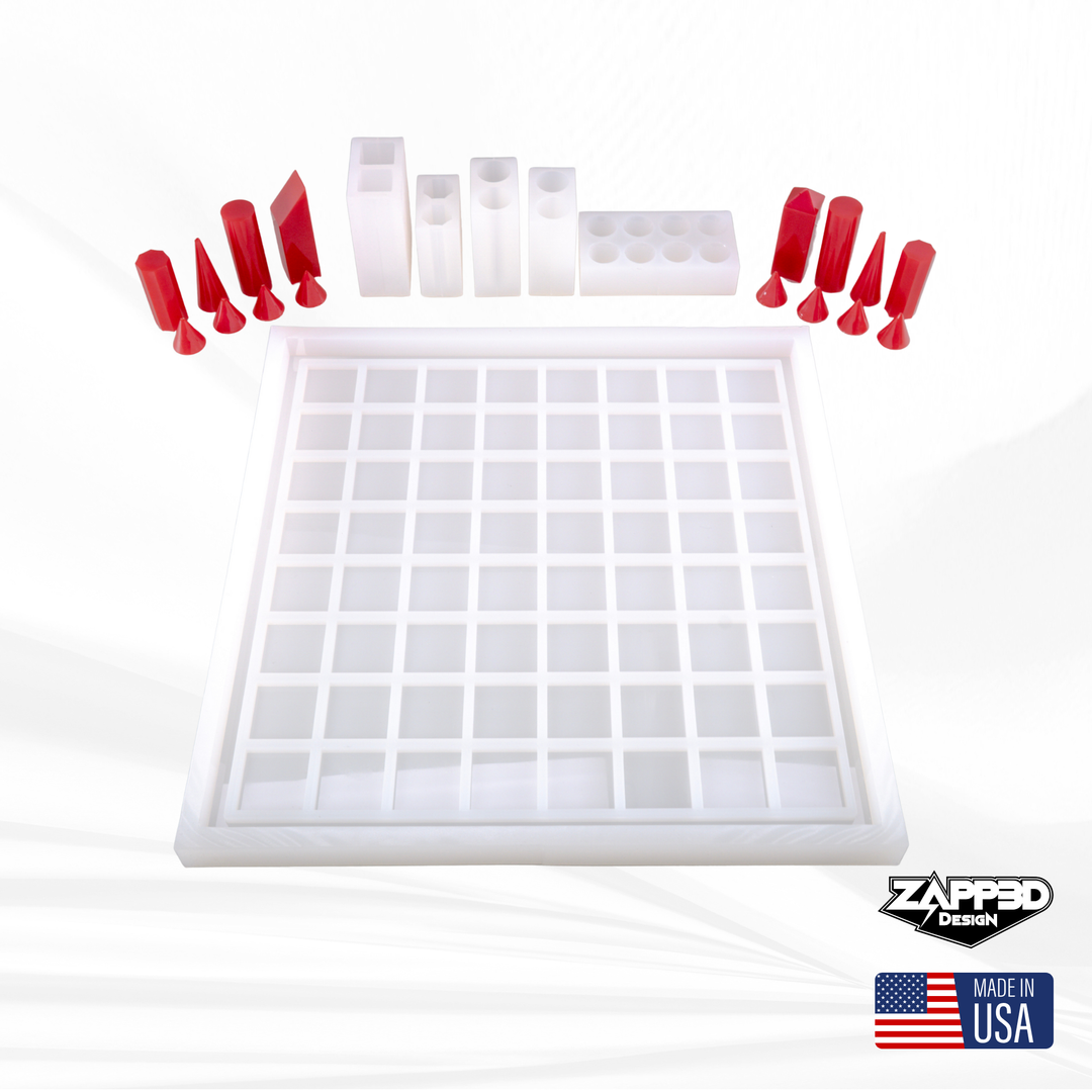 14.5" x 14.5" x .75" Chess Board Mold and Chess Piece Set Mold