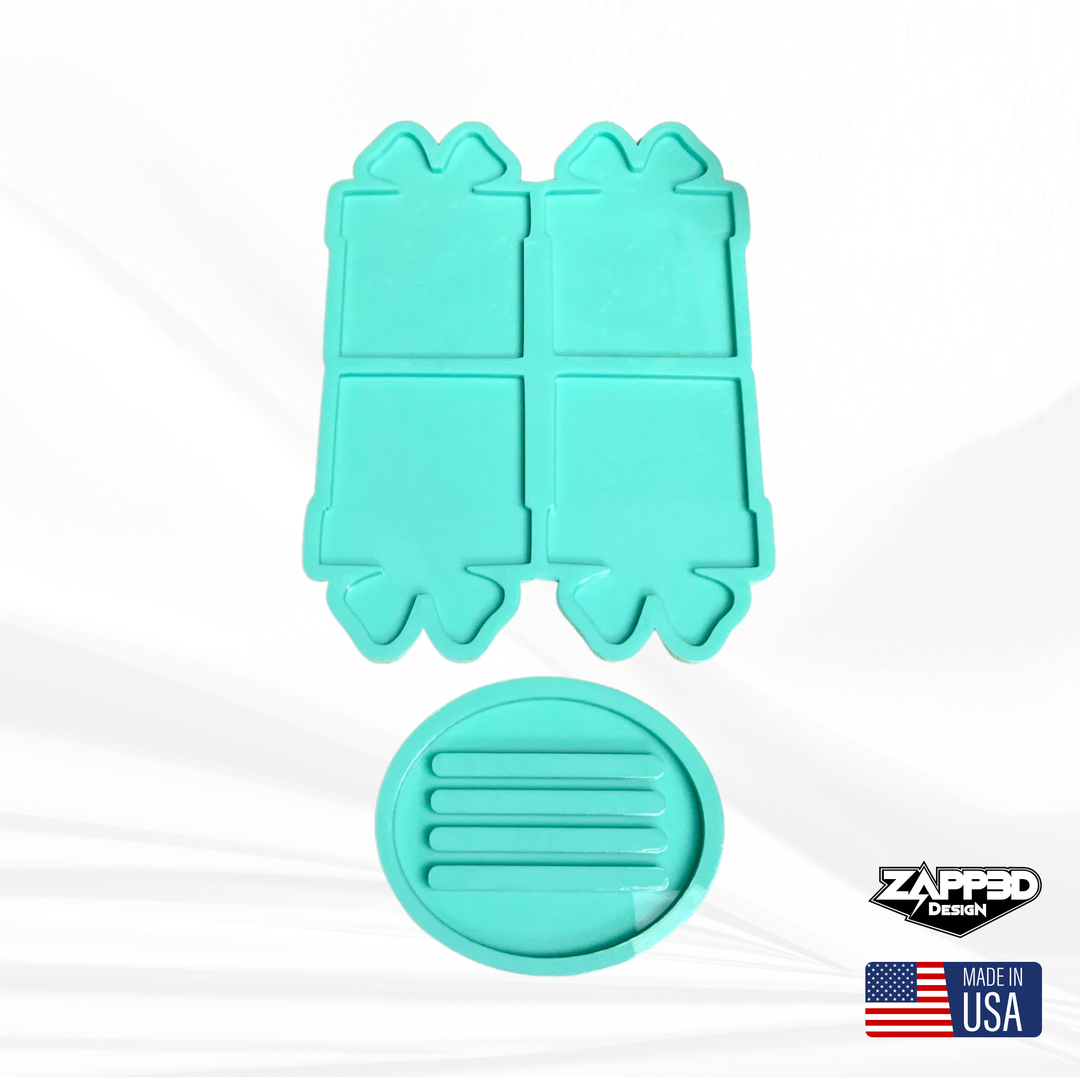 Christmas Coaster Molds, Gift Box Coaster Mold, Christmas Mold