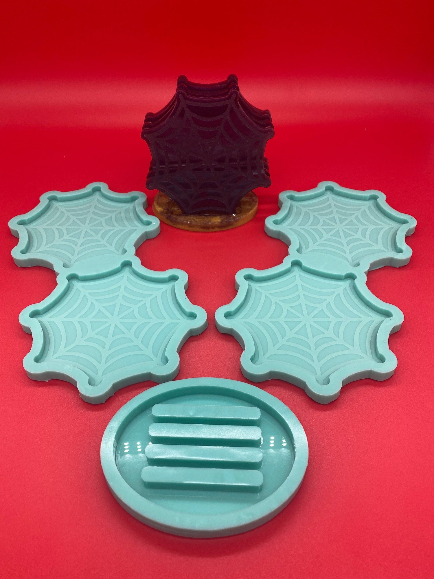 Spiderweb Coaster Mold Set | 4.5" | Halloween Mold
