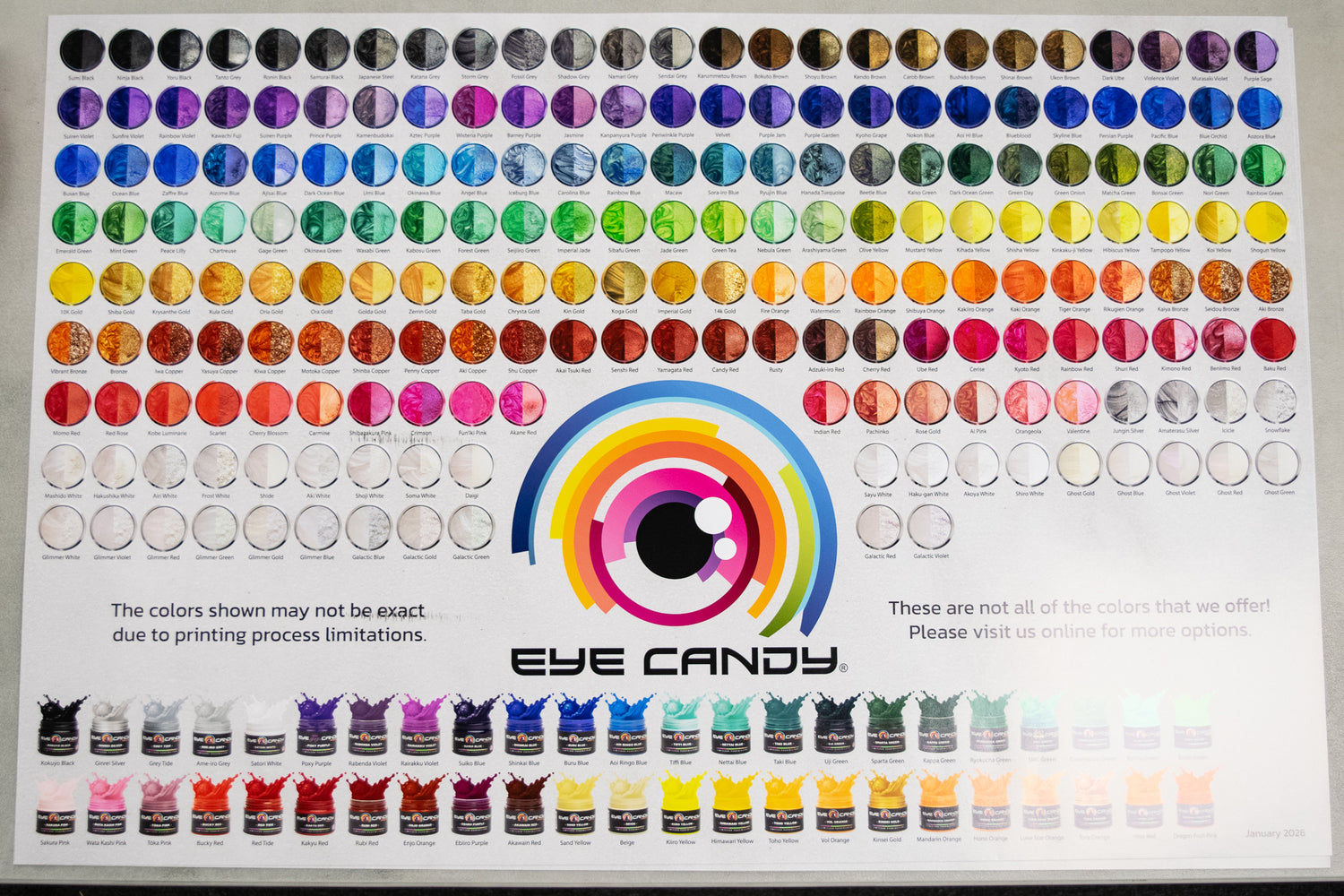 Clearance I - (1) Current Color Chart Poster - 3' x 2' - (Slight Blemishes) Retail - $16.50