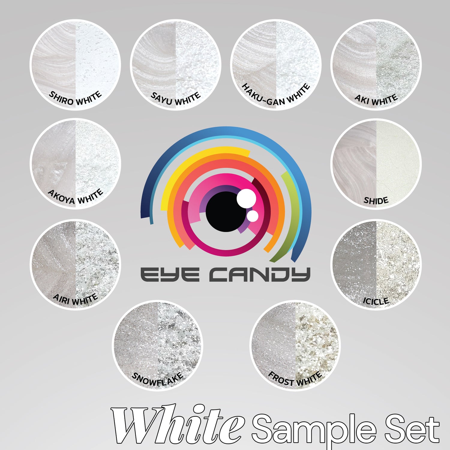 10 Color Pigment Powder Variety Pack Set - Whites