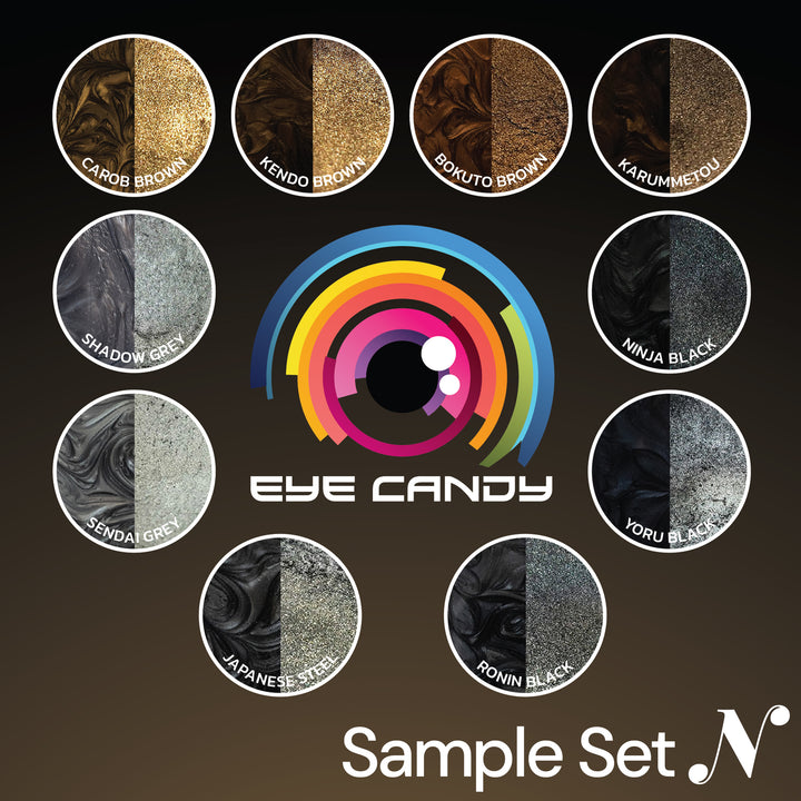 10 Color Pigment Powder Variety Pack Set N - Black / Brown / Grey