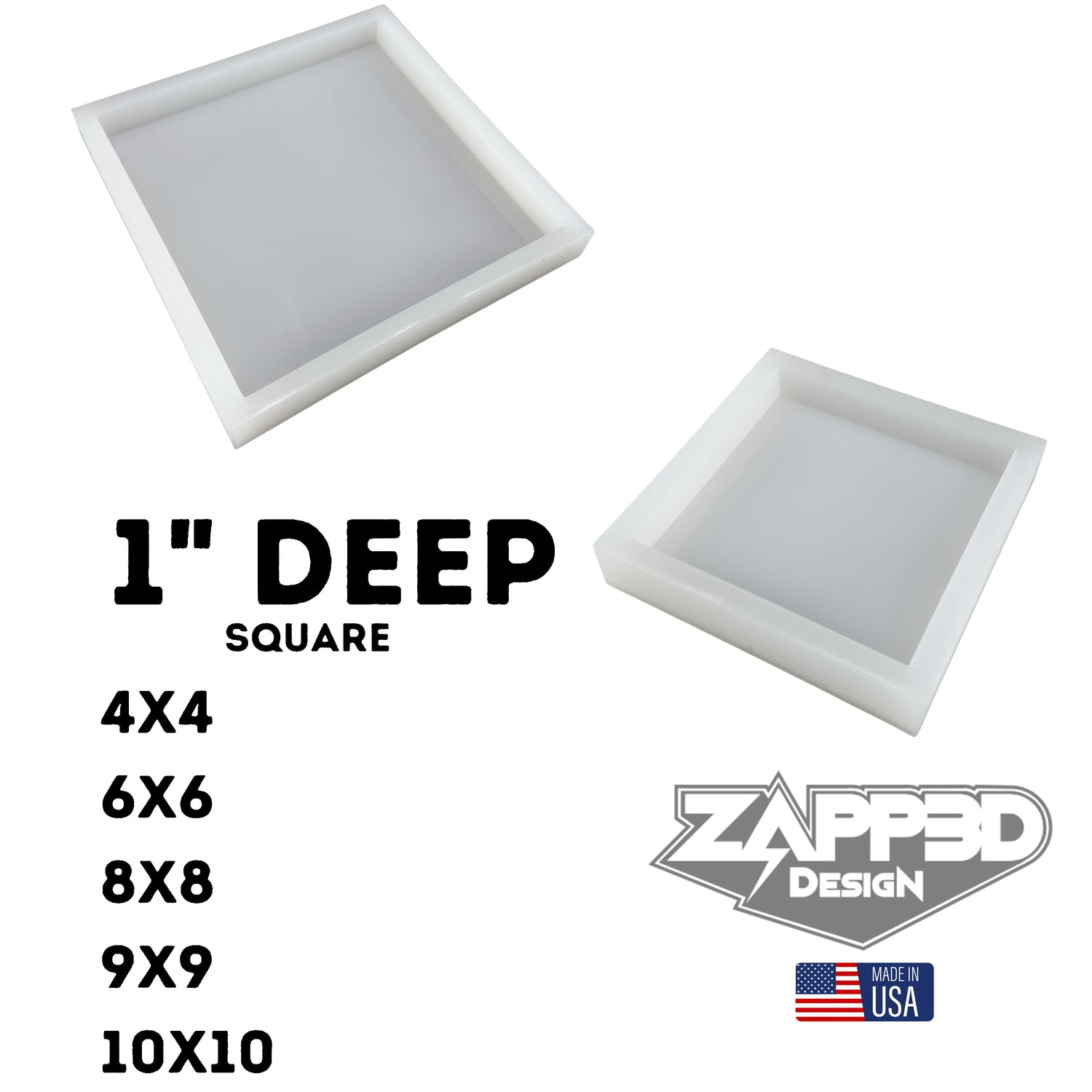 1" Deep Square Molds, | 5 Sizes |