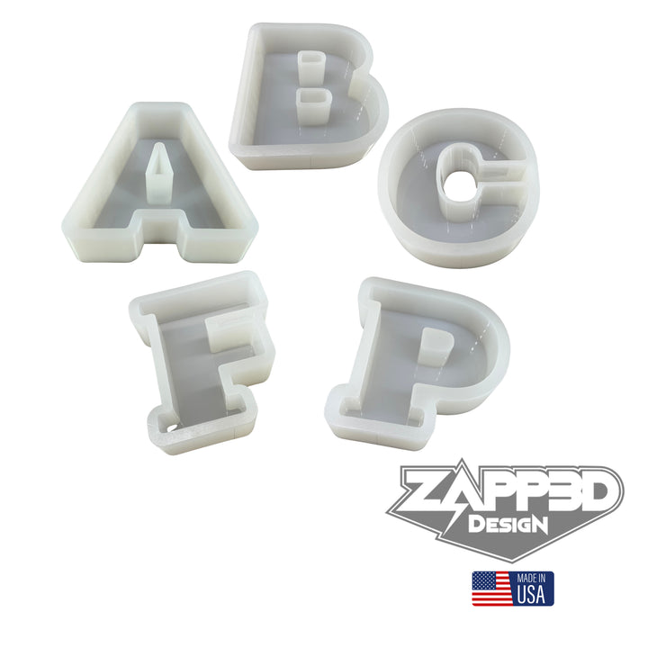 9" Tall - 3" Deep Alphabet Letter Silicone Molds