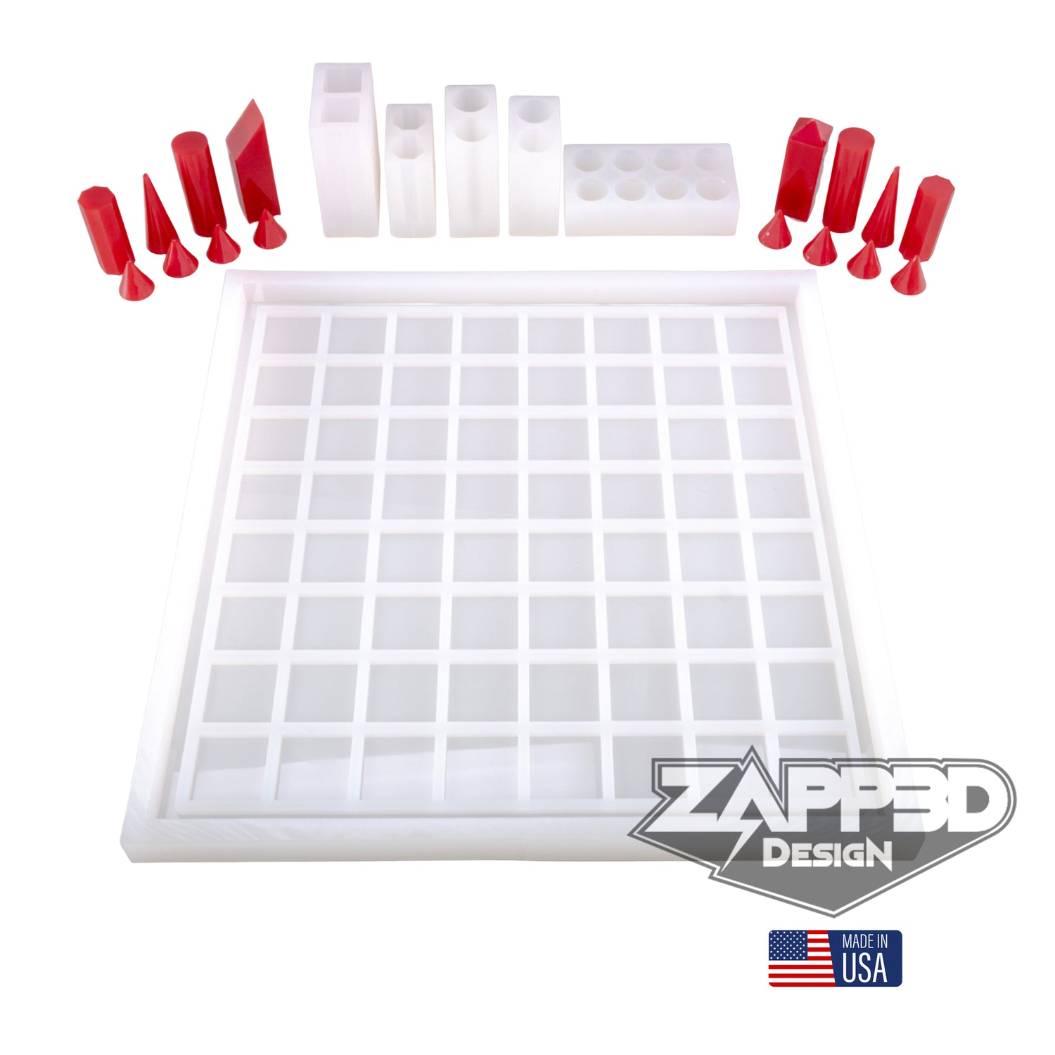 14.5" x 14.5" x .75" Chess Board Mold and Chess Piece Set Mold