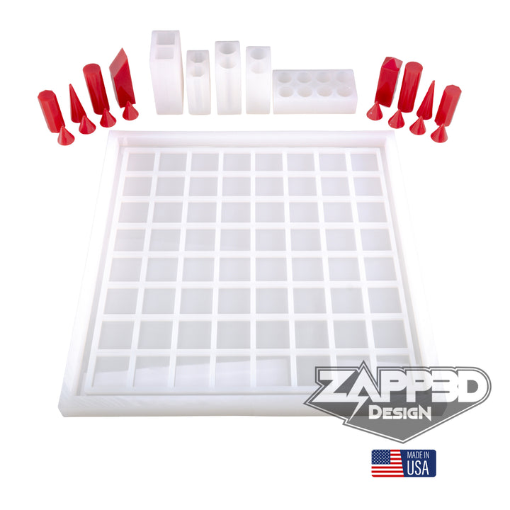 14.5" x 14.5" x .75" Chess Board Mold and Chess Piece Set Mold