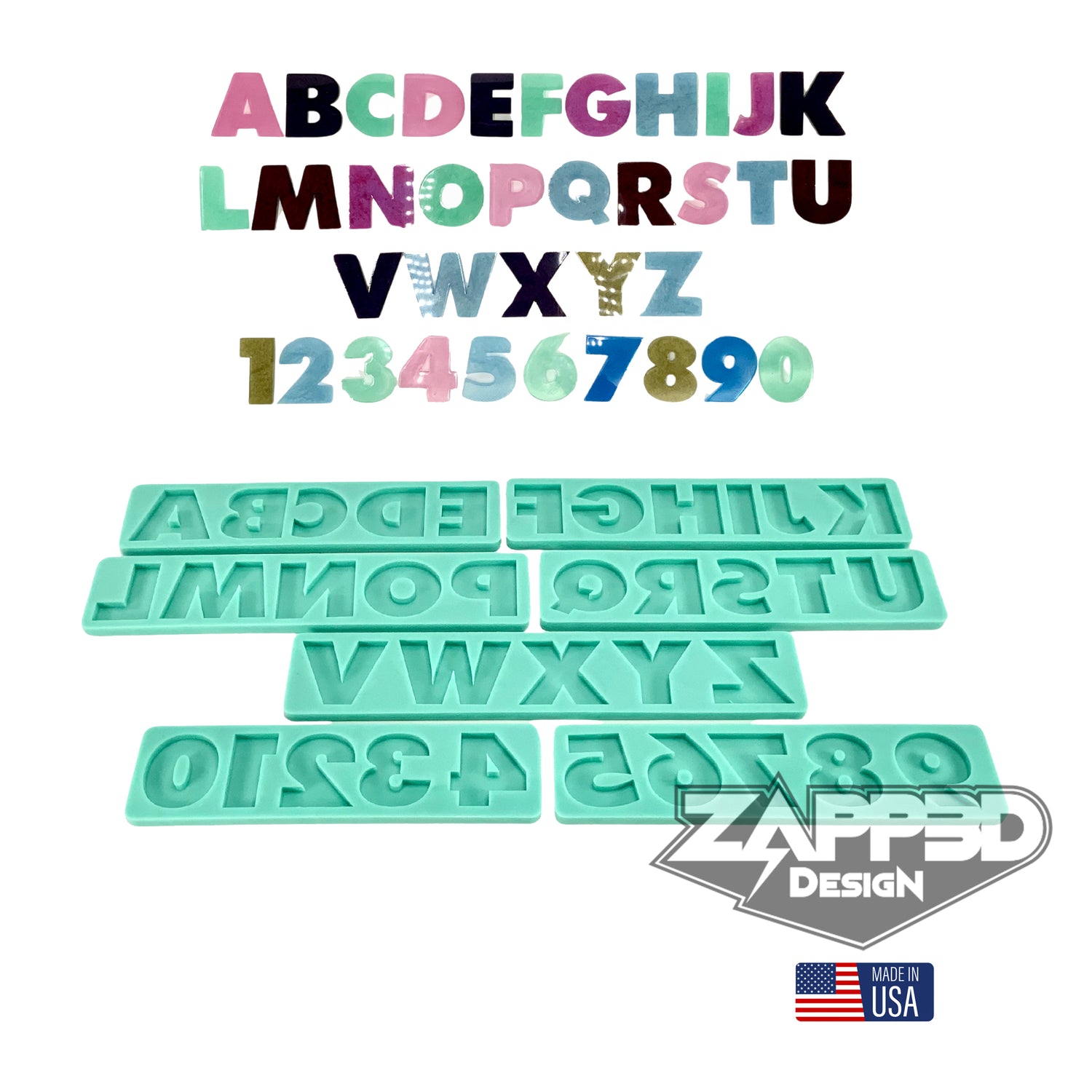 Alphabet Mold | 2” Tall | Numbers Mold | Full Reverse | Uppercase Alphabet Mold, Keychain Mold