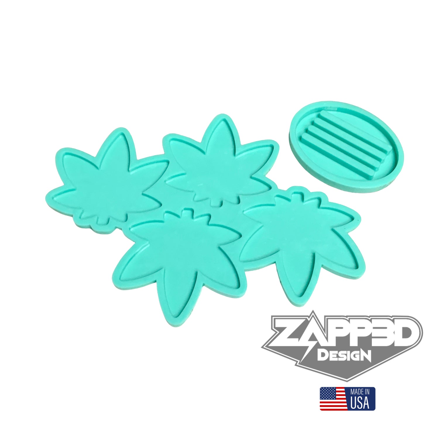 Pot Leaf Coaster Mold Set | 4"x 5" |  Weed Coasters with Holder Mold
