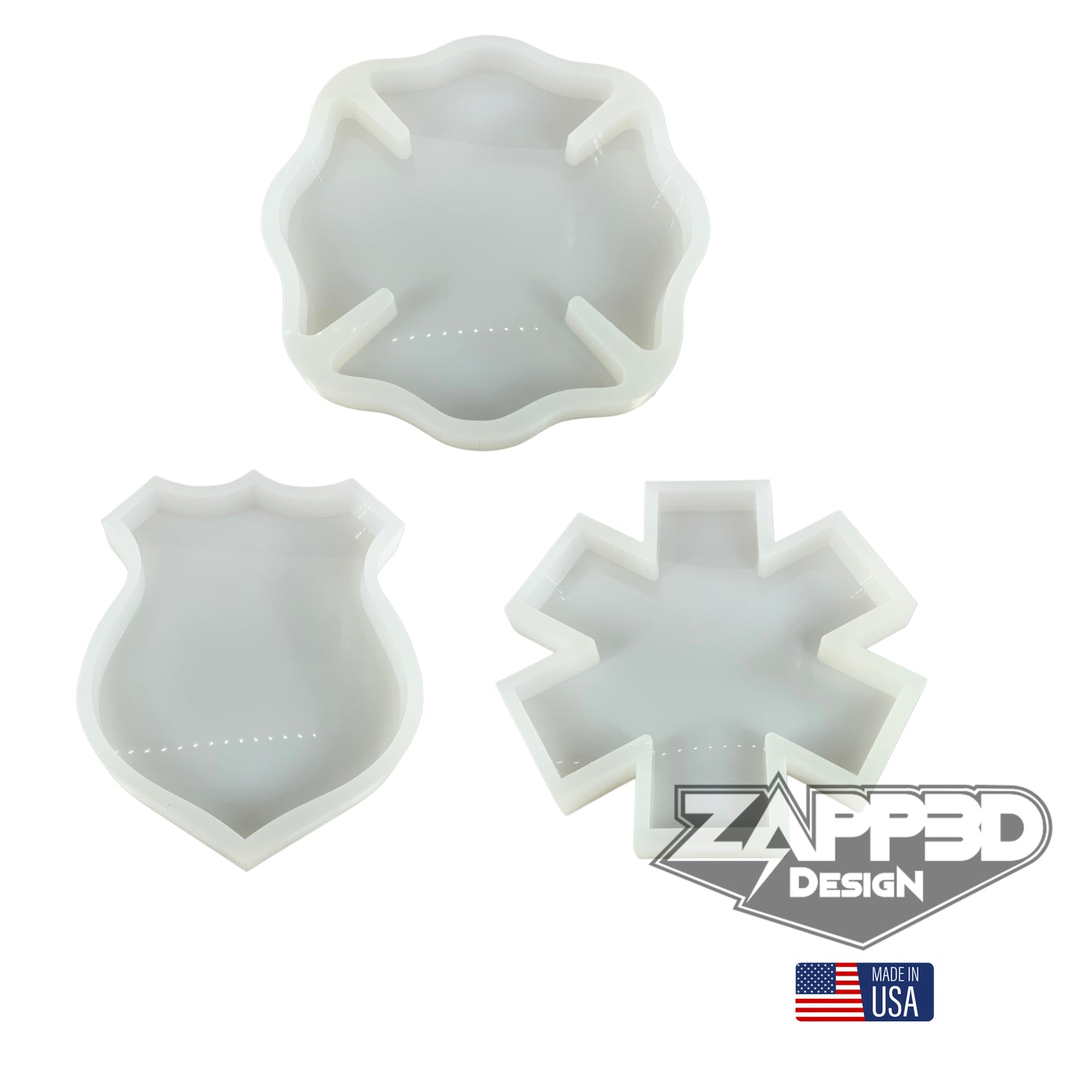 First Responder Mold | 12" Tall | Firefighter Maltese Cross Mold, EMT/EMS Mold, Police Badge Mold