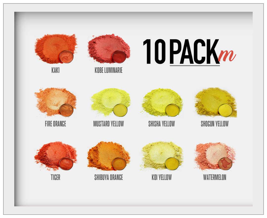 10 Color Pigment Powder Variety Pack Set M - Orange / Yellow