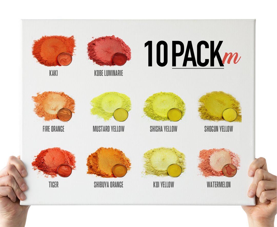 10 Color Pigment Powder Variety Pack Set M - Orange / Yellow
