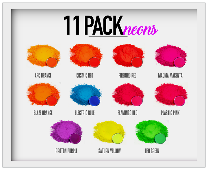 11 Color Neon Pigment Powder Variety Pack Set