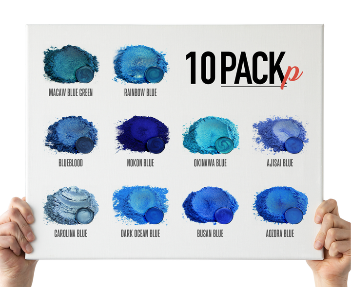 10 Color Pigment Powder Variety Pack Set P - Blues
