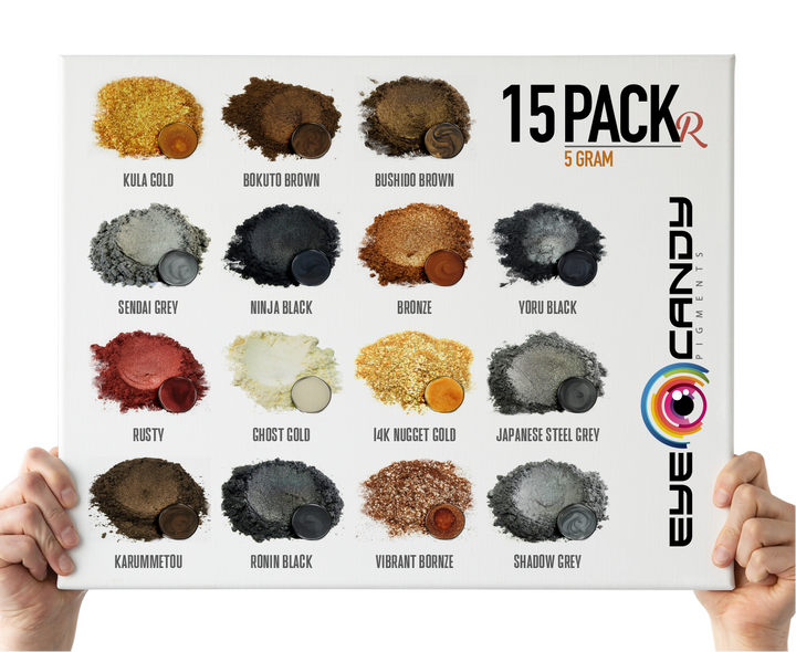 15 Color Pigment Powder Variety Pack Set R - Brown, Black, Gold, Bronze