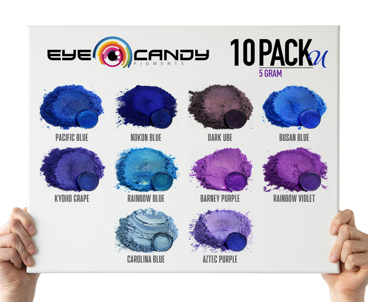 10 Color Pigment Powder Variety Pack Set U - Blue / Purple