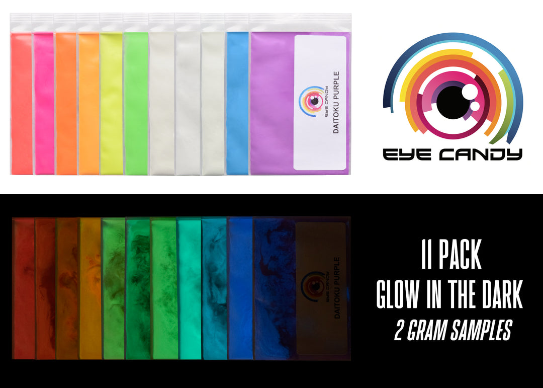Eye Candy 11 Color Glow in the Dark Pigment Powder Variety Pack