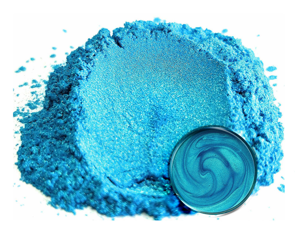 Azure Blue Mica Powder for Epoxy Resin, Soap Making, Lipgloss 2oz Jar