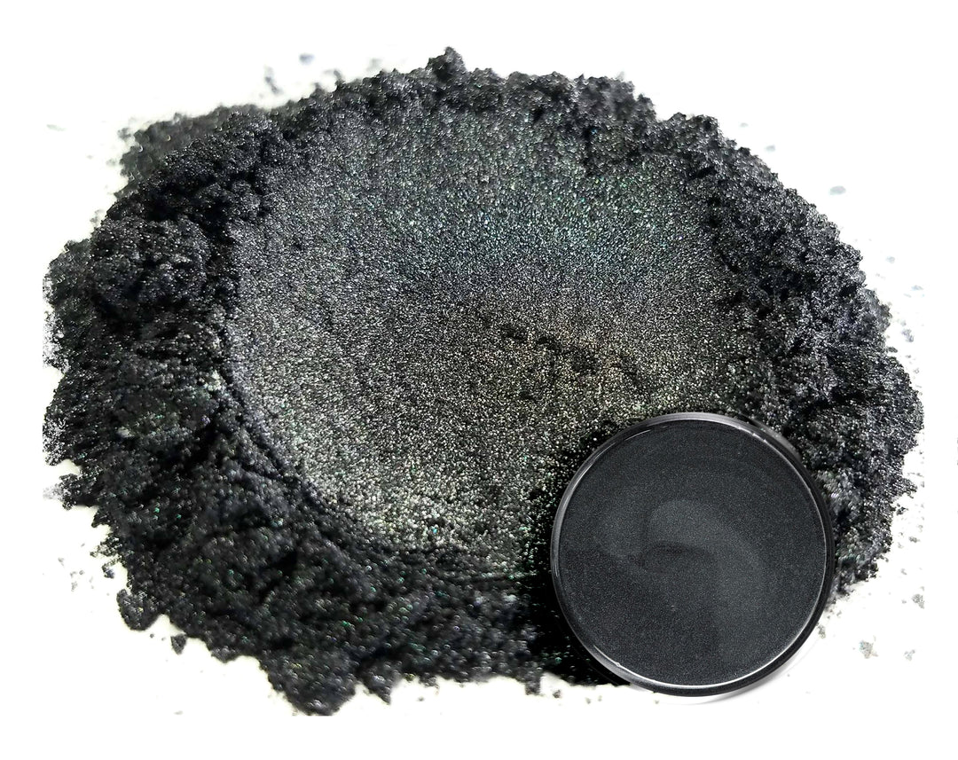 BLACK Mica Powder 4oz Jar Metallic BLACK Pigment for Epoxy Resin, Cosmetics